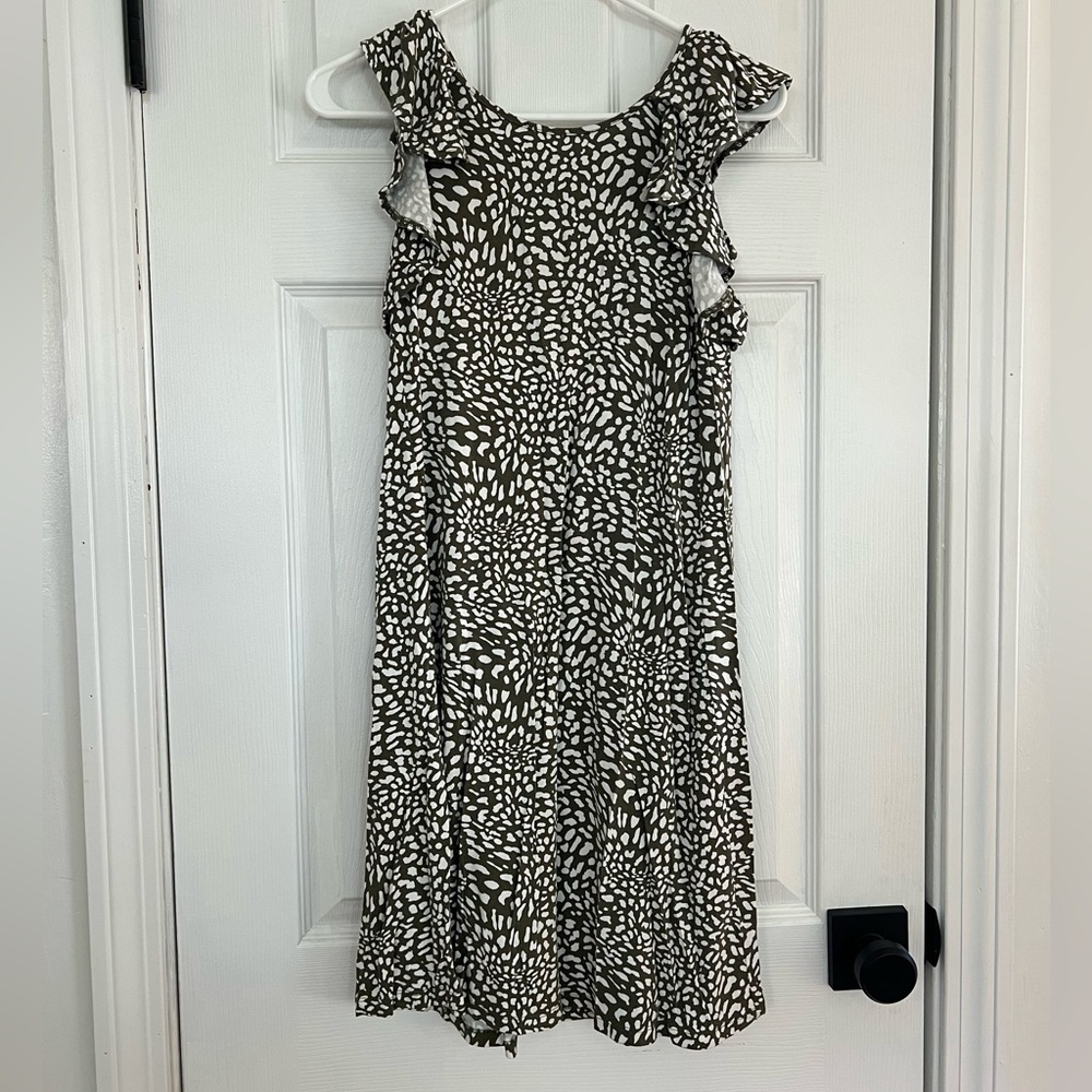 LOFT Olive and White Dress